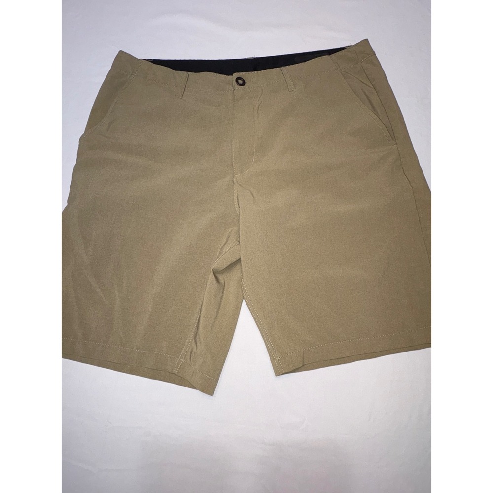 Volcom Hybrid Shorts Mens 38 Khaki Tan Stretch Boardshorts Walkshorts Casual